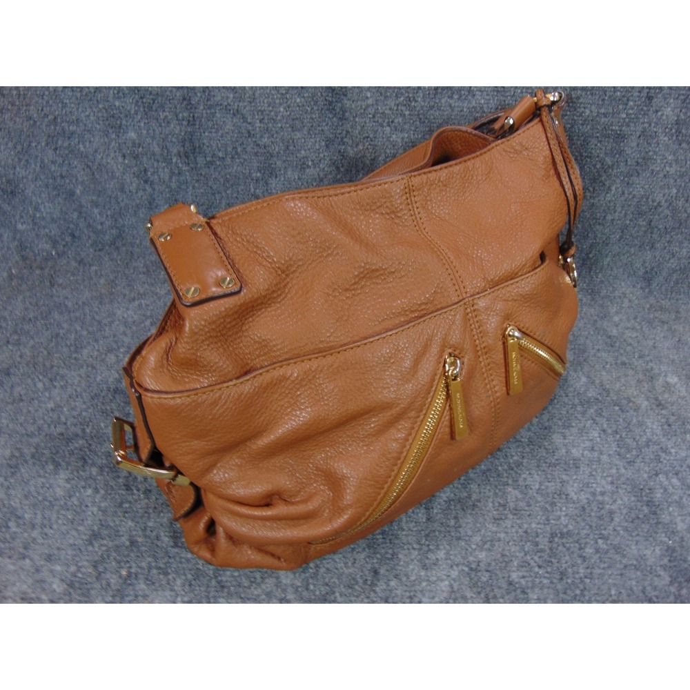 Michael‎ Kors Bedford Shoulder Bag Brown Leather Gold Hardware Zip Detail Hobo